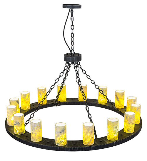 Meyda Lighting Loxley 48" 16-Light Antique Irongate Chandelier With Green & Blue Jadestone Shade