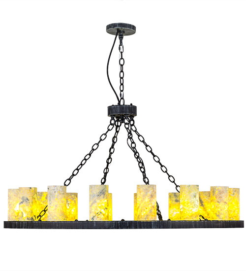 Meyda Lighting Loxley 48" 16-Light Antique Irongate Chandelier With Green & Blue Jadestone Shade