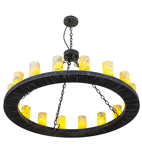 Meyda Lighting Loxley 48" 16-Light Antique Irongate Chandelier With Green & Blue Jadestone Shade