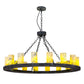 Meyda Lighting Loxley 48" 16-Light Antique Irongate Chandelier With Green & Blue Jadestone Shade