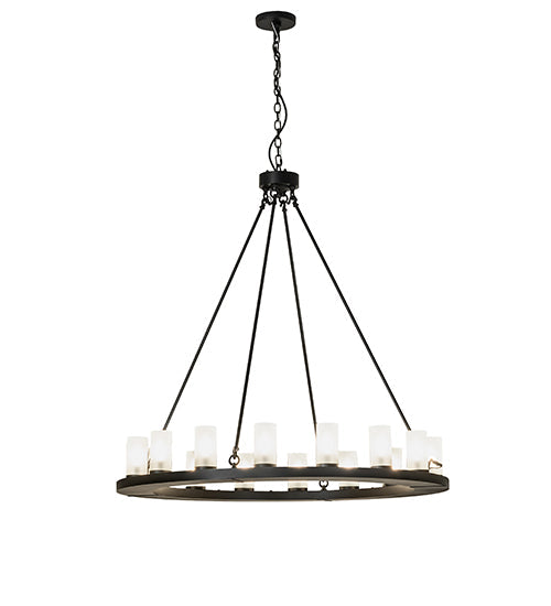 Meyda Lighting Loxley 48" 16-Light Blackwash Chandelier With Clear Frosted Shade Glass