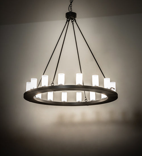 Meyda Lighting Loxley 48" 16-Light Blackwash Chandelier With Clear Frosted Shade Glass