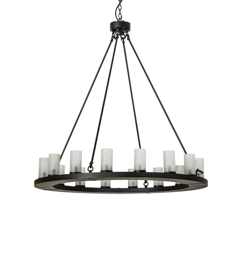Meyda Lighting Loxley 48" 16-Light Blackwash Chandelier With Clear Frosted Shade Glass