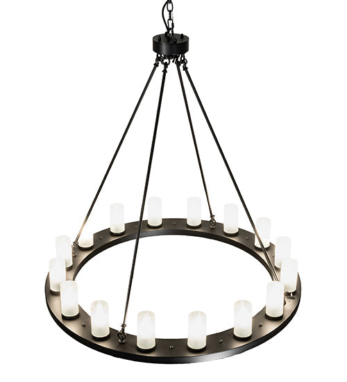 Meyda Lighting Loxley 48" 16-Light Blackwash Chandelier With Clear Frosted Shade Glass
