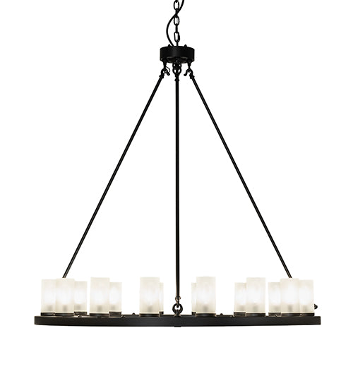 Meyda Lighting Loxley 48" 16-Light Blackwash Chandelier With Clear Frosted Shade Glass