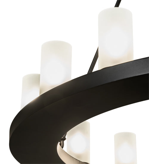 Meyda Lighting Loxley 48" 16-Light Blackwash Chandelier With Clear Frosted Shade Glass