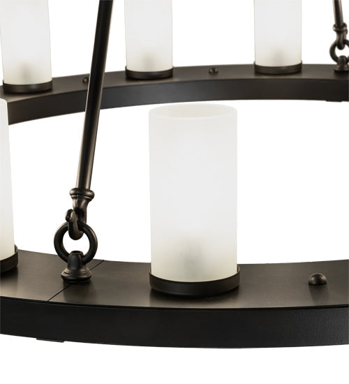 Meyda Lighting Loxley 48" 16-Light Blackwash Chandelier With Clear Frosted Shade Glass