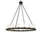 Meyda Lighting Loxley 48" 16-Light Blackwash Chandelier With Clear Frosted Shade Glass