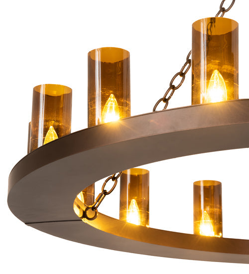 Meyda Lighting Loxley 48" 16-Light Mahogany Bronze Chandelier With Amber Glass Shade