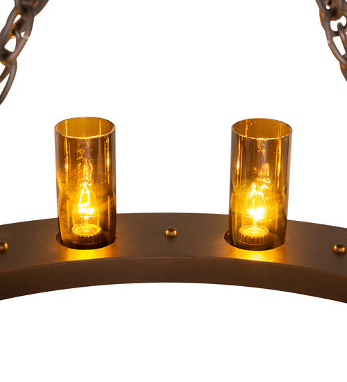 Meyda Lighting Loxley 48" 16-Light Mahogany Bronze Chandelier With Amber Glass Shade