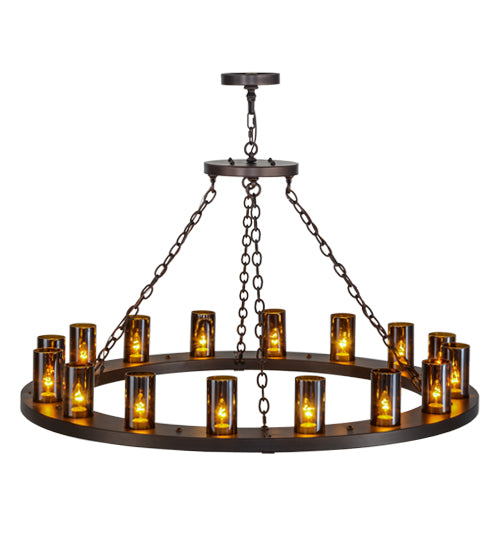 Meyda Lighting Loxley 48" 16-Light Mahogany Bronze Chandelier With Amber Glass Shade
