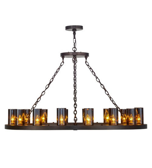Meyda Lighting Loxley 48" 16-Light Mahogany Bronze Chandelier With Amber Glass Shade