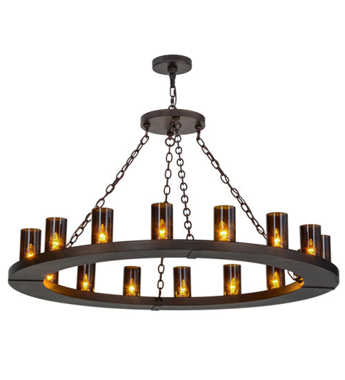 Meyda Lighting Loxley 48" 16-Light Mahogany Bronze Chandelier With Amber Glass Shade