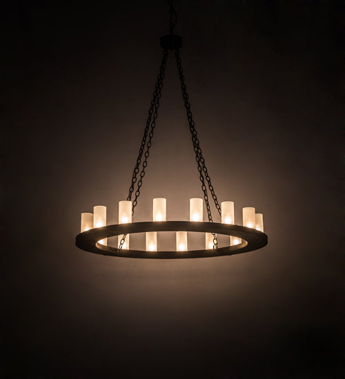 Meyda Lighting Loxley 48" 16-Light Oil Rubbed Bronze Chandelier With Clear Frosted Shade Glass