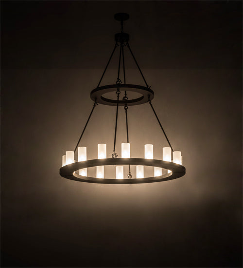 Meyda Lighting Loxley 48" 16-Light Oil Rubbed Bronze Chandelier With Frosted Clear Shade Glass