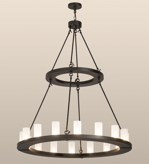 Meyda Lighting Loxley 48" 16-Light Oil Rubbed Bronze Chandelier With Frosted Clear Shade Glass