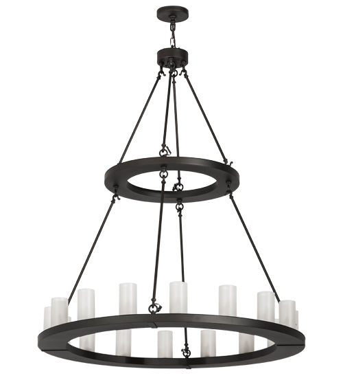 Meyda Lighting Loxley 48" 16-Light Oil Rubbed Bronze Chandelier With Frosted Clear Shade Glass