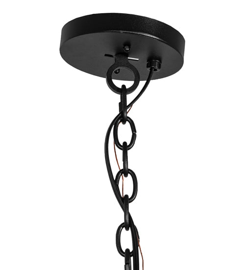Meyda Lighting Loxley 48" 16-Light Textured Black Chandelier With Clear Frosted Shade Glass