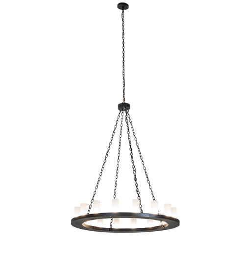 Meyda Lighting Loxley 48" 16-Light Textured Black Chandelier With Clear Frosted Shade Glass