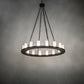 Meyda Lighting Loxley 48" 16-Light Textured Black Chandelier With Clear Frosted Shade Glass