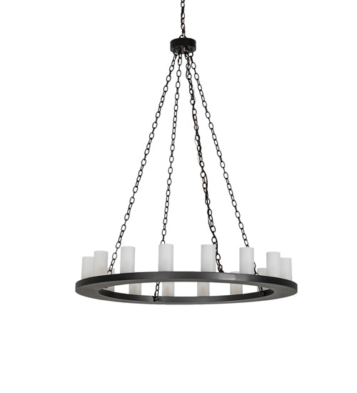 Meyda Lighting Loxley 48" 16-Light Textured Black Chandelier With Clear Frosted Shade Glass