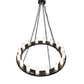 Meyda Lighting Loxley 48" 16-Light Textured Black Chandelier With Clear Frosted Shade Glass