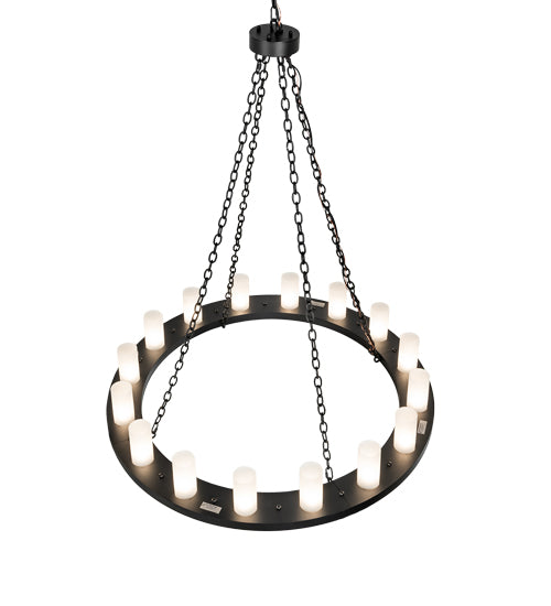 Meyda Lighting Loxley 48" 16-Light Textured Black Chandelier With Clear Frosted Shade Glass
