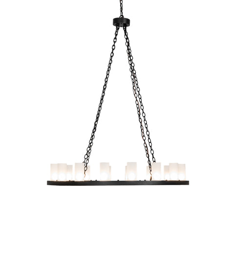 Meyda Lighting Loxley 48" 16-Light Textured Black Chandelier With Clear Frosted Shade Glass