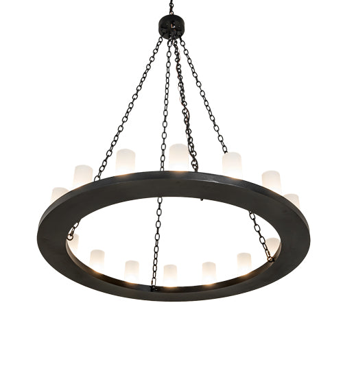 Meyda Lighting Loxley 48" 16-Light Textured Black Chandelier With Clear Frosted Shade Glass