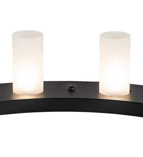 Meyda Lighting Loxley 48" 16-Light Textured Black Chandelier With Clear Frosted Shade Glass