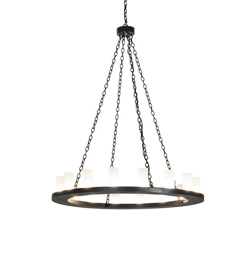 Meyda Lighting Loxley 48" 16-Light Textured Black Chandelier With Clear Frosted Shade Glass