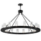 Meyda Lighting Loxley 48" 16-Light Textured Black Chandelier With Clear Seeded Cylindres Shade Glass