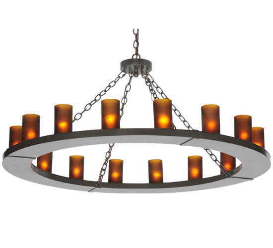 Meyda Lighting Loxley 48" 16-Light Timeless Bronze Chandelier With Amber Shade Glass