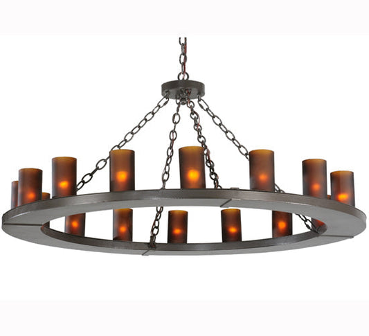 Meyda Lighting Loxley 48" 16-Light Timeless Bronze Chandelier With Amber Shade Glass