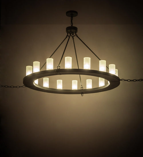 Meyda Lighting Loxley 48" 16-Light Timeless Bronze Chandelier With Frosted Clear Shade Glass