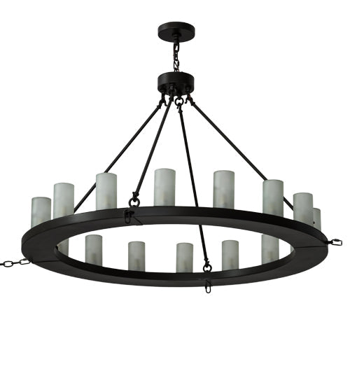 Meyda Lighting Loxley 48" 16-Light Timeless Bronze Chandelier With Frosted Clear Shade Glass