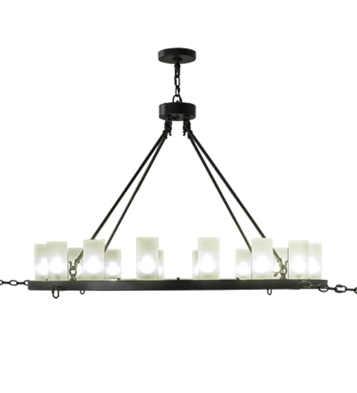 Meyda Lighting Loxley 48" 16-Light Timeless Bronze Chandelier With Frosted Clear Shade Glass
