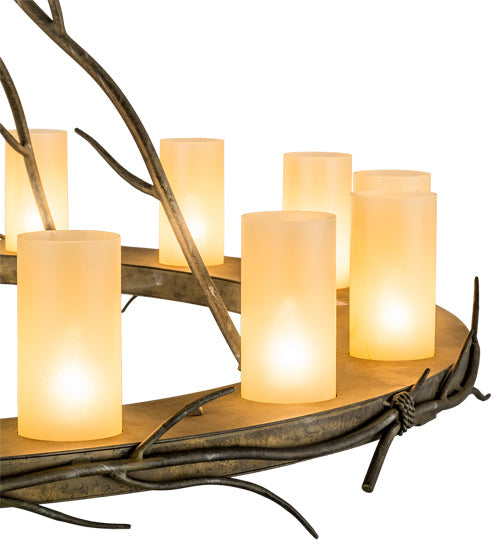 Meyda Lighting Loxley 49" 16-Light Vintage Moss Patina Branches Chandelier With Amber Desert Sand Shade Glass