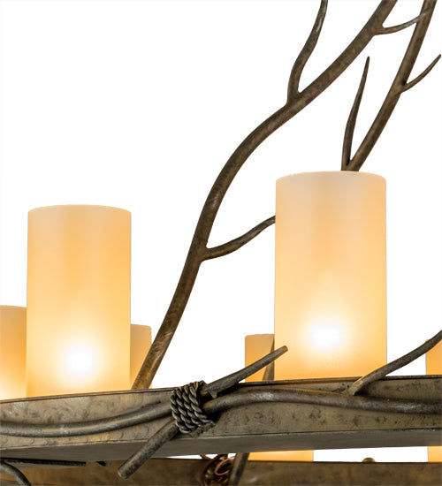Meyda Lighting Loxley 49" 16-Light Vintage Moss Patina Branches Chandelier With Amber Desert Sand Shade Glass