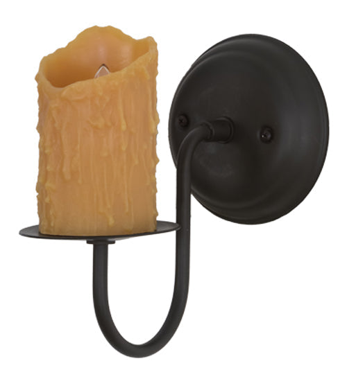 Meyda Lighting Loxley 5" Oil Rubbed Bronze Wall Sconce With Amber Faux Candlelight