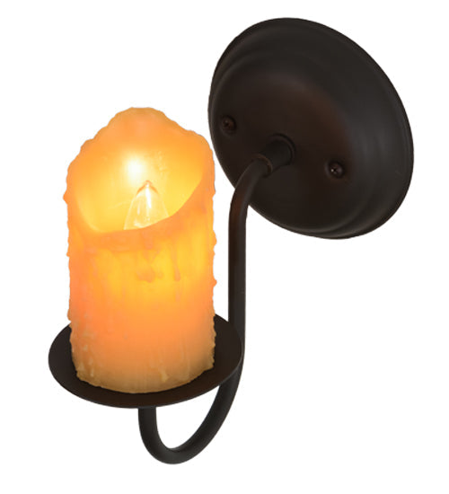 Meyda Lighting Loxley 5" Oil Rubbed Bronze Wall Sconce With Amber Faux Candlelight