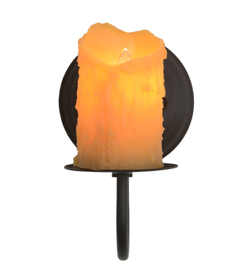 Meyda Lighting Loxley 5" Oil Rubbed Bronze Wall Sconce With Amber Faux Candlelight