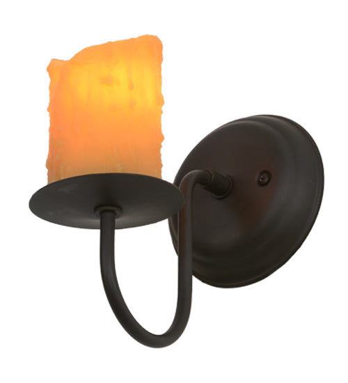 Meyda Lighting Loxley 5" Oil Rubbed Bronze Wall Sconce With Amber Faux Candlelight