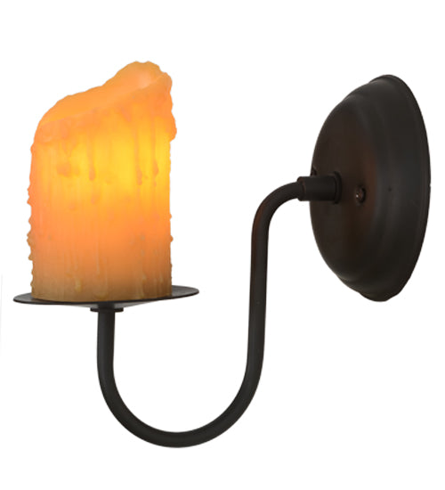 Meyda Lighting Loxley 5" Oil Rubbed Bronze Wall Sconce With Amber Faux Candlelight