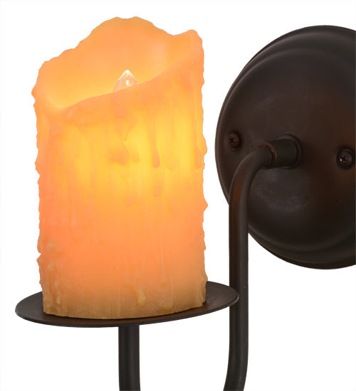 Meyda Lighting Loxley 5" Oil Rubbed Bronze Wall Sconce With Amber Faux Candlelight
