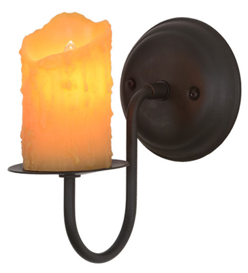 Meyda Lighting Loxley 5" Oil Rubbed Bronze Wall Sconce With Amber Faux Candlelight