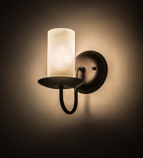 Meyda Lighting Loxley 5" Oil Rubbed Bronze Wall Sconce With Frosted Clear Shade Glass