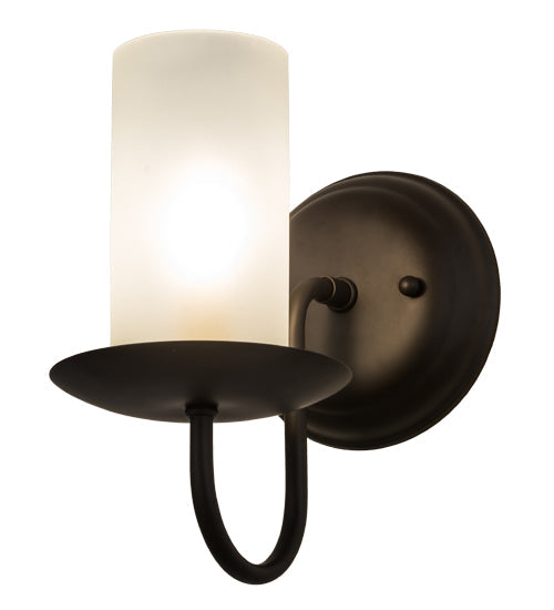 Meyda Lighting Loxley 5" Oil Rubbed Bronze Wall Sconce With Frosted Clear Shade Glass