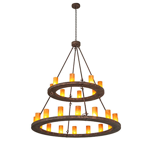 Meyda Lighting Loxley 54" 24-Light 2-Tier Baroque Chandelier With Ambra Siena Idalight Shade