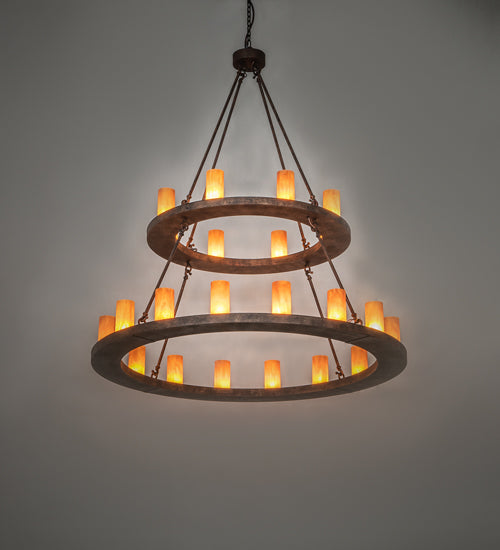 Meyda Lighting Loxley 54" 24-Light 2-Tier Baroque Chandelier With Ambra Siena Idalight Shade